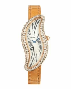 Heritage Cartier Cartier Women's Cartier Baignoire S Crash 18K Rose Gold Diamond Ladies Watch Diamond Watch Watches
