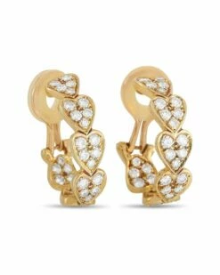 Heritage Cartier Cartier 18K 1.35 Ct. Tw. Diamond Heart Shaped Hoops Women Earrings