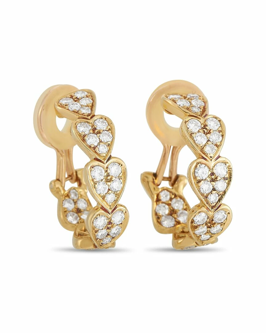 Heritage Cartier Cartier 18K 1.35 Ct. Tw. Diamond Heart Shaped Hoops Women Earrings