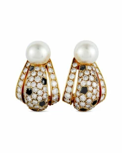 Heritage Cartier Cartier 18K 2.25 Ct. Tw. Diamond & Pearl Earrings Women