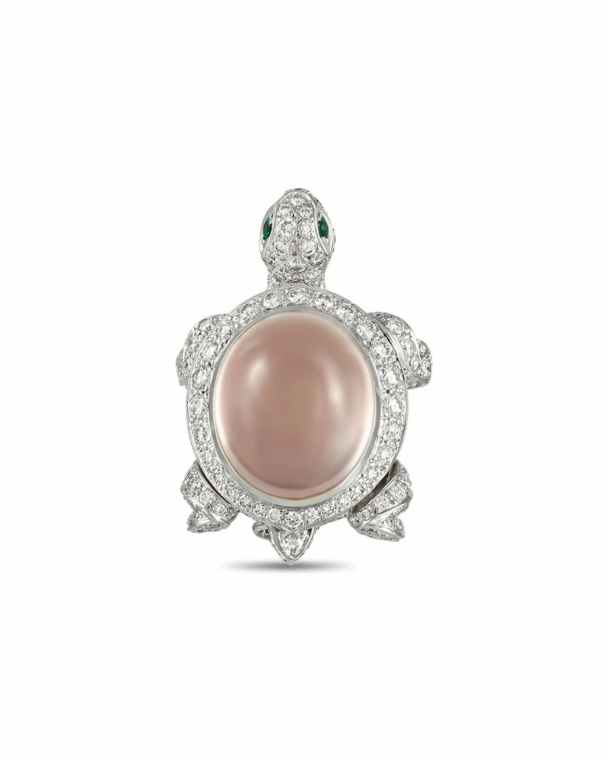 Heritage Cartier Cartier 18K 1.25 Ct. Tw. Diamond & Rose Quartz Brooch Women Pins