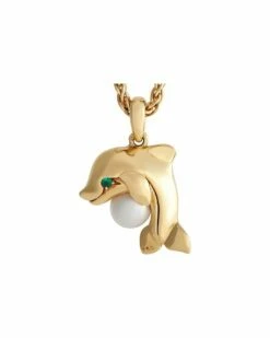 Heritage Cartier Cartier 18K Pearl Dolphin Pendant Necklace Women Necklaces